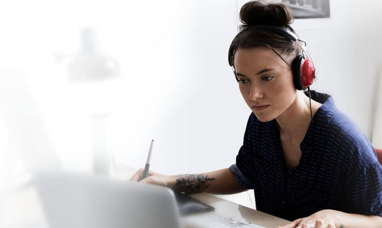 Woman working from home